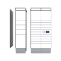 Front view of the Cleveron 351 parcel locker, depicting its modular design that allows for self-assembly of a machine tailored to one's required size.